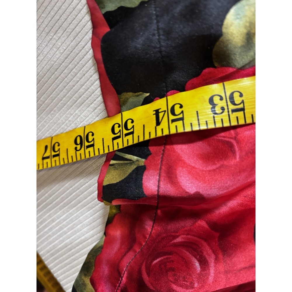 VTG Rare!! Victoria's Secret 100% Silk Black Rose Floral Maxi Robe Women's Small - Picture 10 of 11